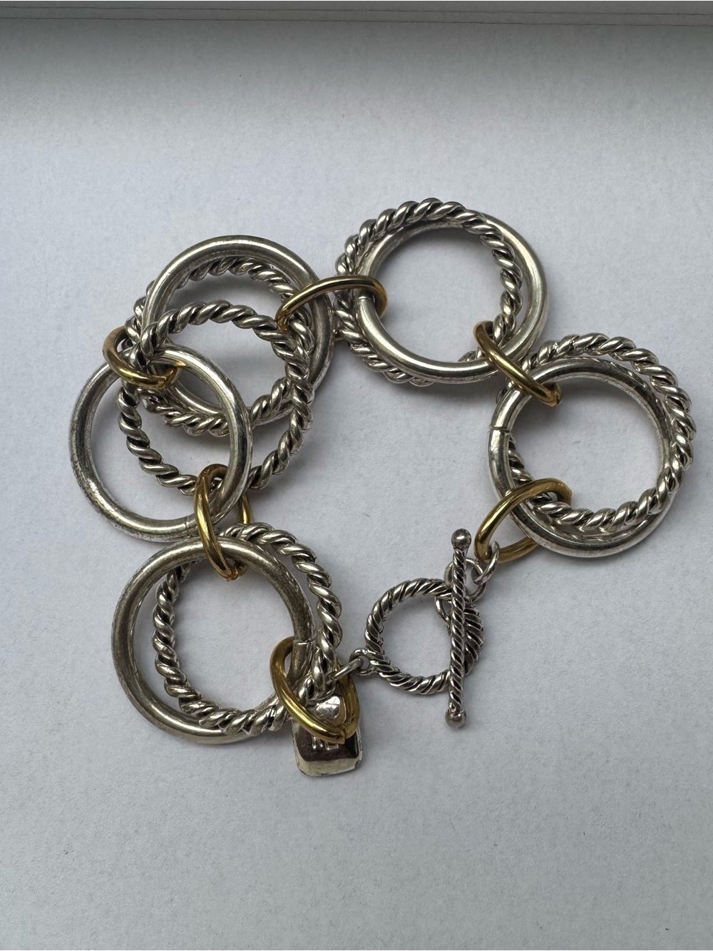 Ralph Lauren Vintage Twisted Rope Link
Bracelet Silver & Gold Tone 7.5"